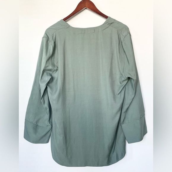 Zara Flowing Buttoned Pajama Blouse Sage Green 2851/304/199/009 - Picture 2 of 5